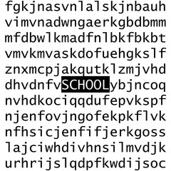 Background of English letters and an inscription school. Vector of a background from the English alphabet and the word school.