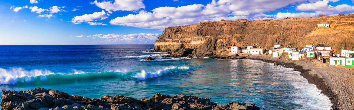 Beautiful nature and sea of Fuerteventura. Traditional fishing village Puertito de los Molinos. Canary islands