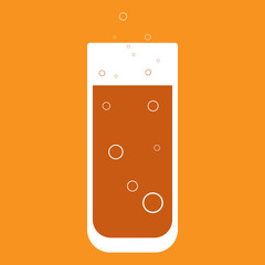Logo of orange juice in a glass. Icon of a glass with juice. Vector illustration of a  glass for cocktails.