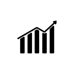 Silhouette profit business graph on white background.