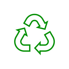 Obraz premium Vector image of a flat, linear icon with arrows indicating the rotation along the triangle. Arrows with direction of movement along the green triangle on a white background