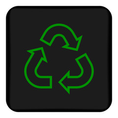 Vector image of a flat, linear icon with arrows indicating the rotation along the triangle. Arrows with direction of movement on the green triangle on a black background