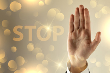 Stop hand sign
