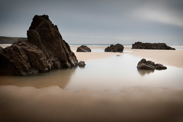 Fototapeta na wymiar Marloes Sands Bay near Skomer island, one of the best beaches in South Wales UK
