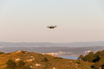 Fototapeta na wymiar Flying drone taking pictures