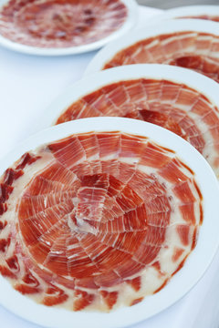 cured ham on plate