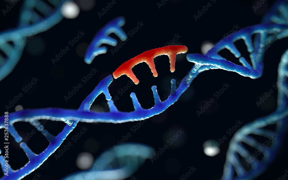 Poster genetic engineering and gene manipulation concept, 3d rendering,conceptual image.