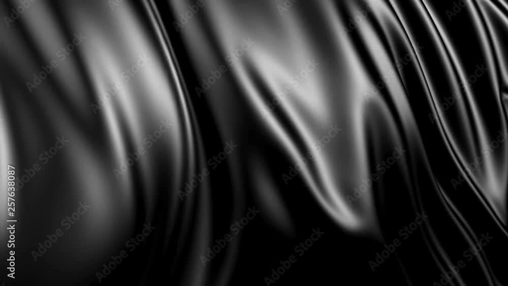 Poster black fabric in slow motion. the fabric develops smoothly in the wind. wind waves spread through the