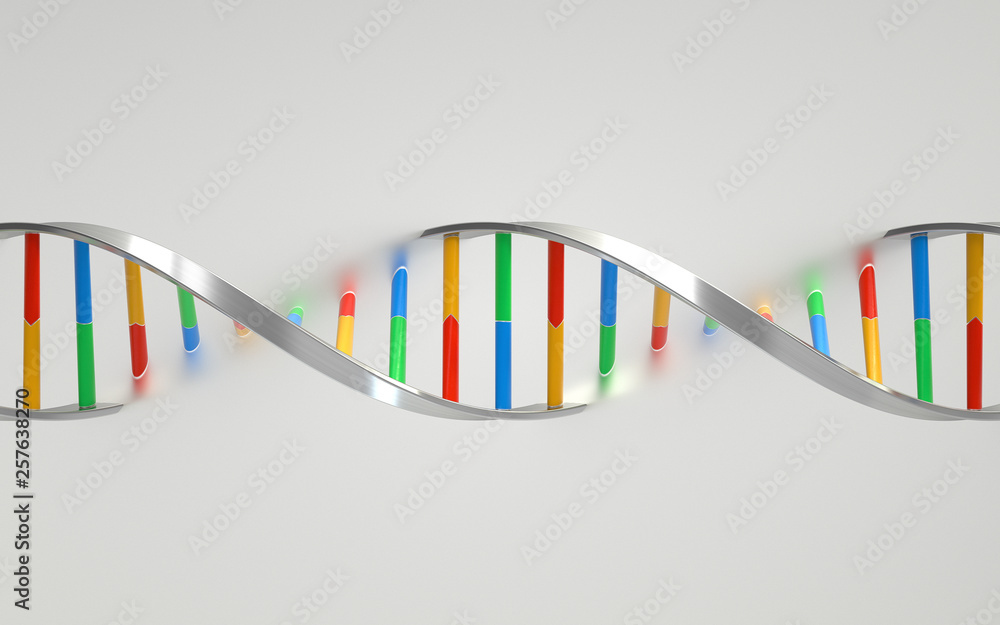 Poster dna molecules, structure of the genetic code, 3d rendering,conceptual image.