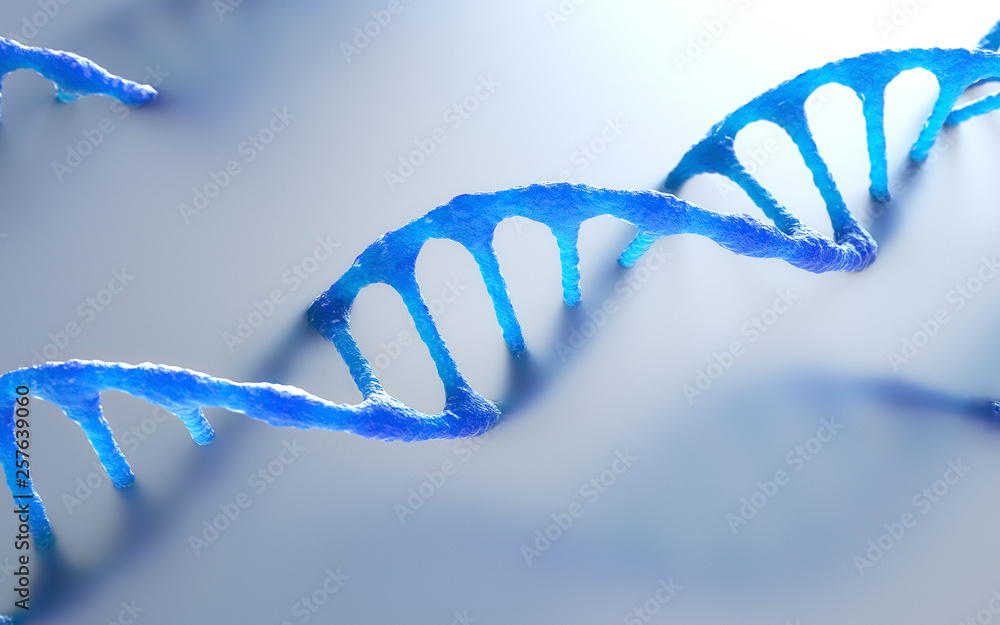 Poster dna molecules, structure of the genetic code, 3d rendering,conceptual image.