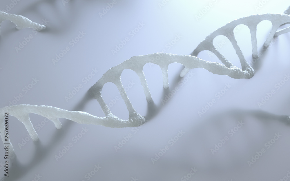 Poster dna molecules, structure of the genetic code, 3d rendering,conceptual image.