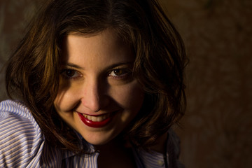 Portrait of young beautiful smiling woman