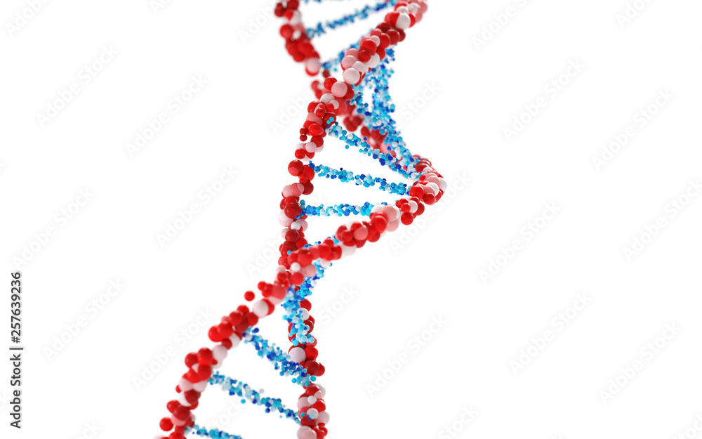 Poster dna molecules, structure of the genetic code, 3d rendering,conceptual image.
