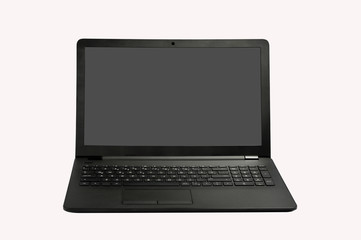 Laptop and screen have on white