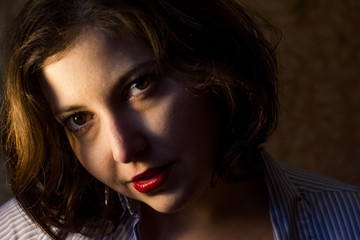 Portrait of young beautiful smiling woman