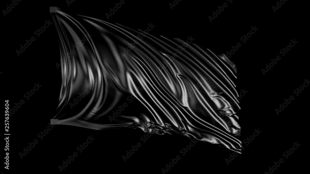 Poster black fabric in slow motion. the fabric develops smoothly in the wind. wind waves spread through the