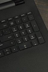 Close up laptop keyboard, numbers