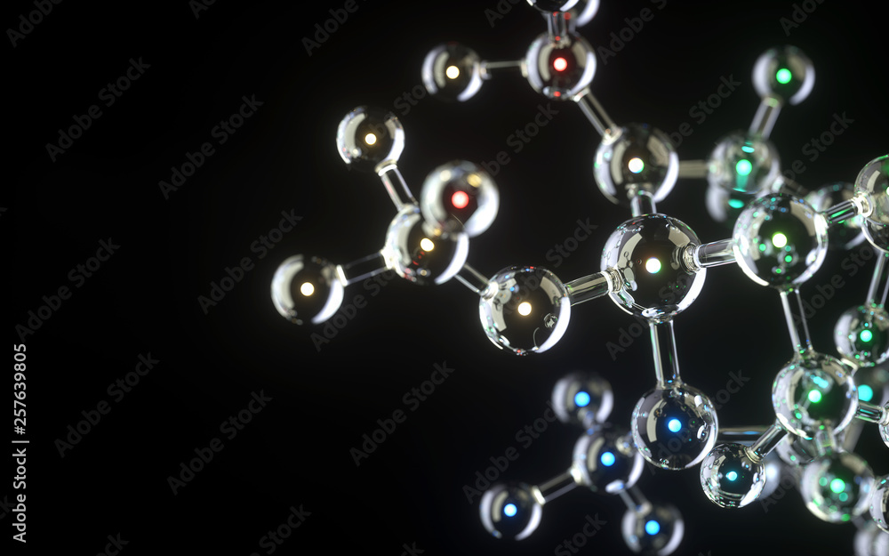 Aufkleber molecule model. science concept. 3d rendering,conceptual image.