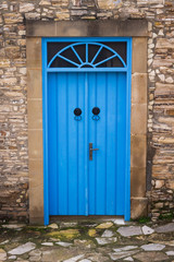 Vintage wooden blue door.