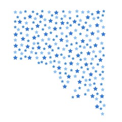 South Australia state map background with blue stars of different sizes vector illustration eps