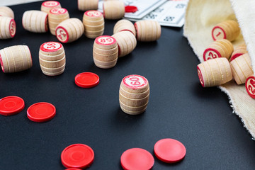 Lotto game on black background