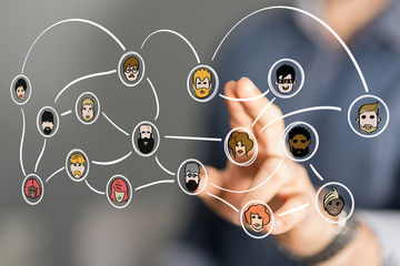  hand touching map point, network connection, international meaning, copy spac