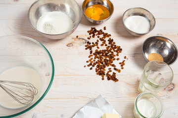 Ingredients for Dough. The process of making dough for Easter