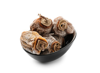 Tasty dried persimmon on white background