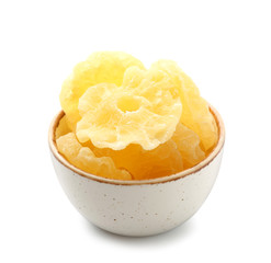 Tasty dried pineapple on white background