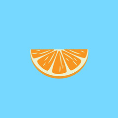 Orange on blue background, flat design, logo, icon