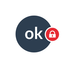 Ok icon with padlock sign. Ok icon and security, protection, privacy symbol