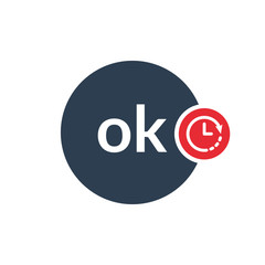 Ok icon with clock sign. Ok icon and countdown, deadline, schedule, planning symbol