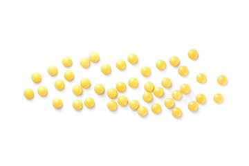 Closeup of yellow pills isolated