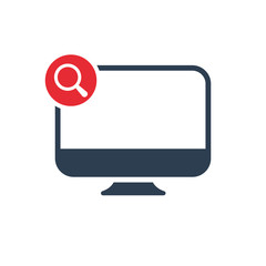Desktop icon with research sign. Desktop icon and explore, find, inspect symbol