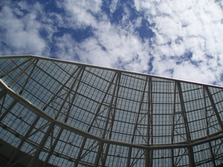 the sky above the football stadium
