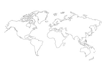 best popular world map outline graphic sketch style, background vector of Asia Europe north south america and africa