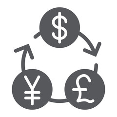 Currency exchange glyph icon, financial and bank, money sign, vector graphics, a solid pattern on a white background.