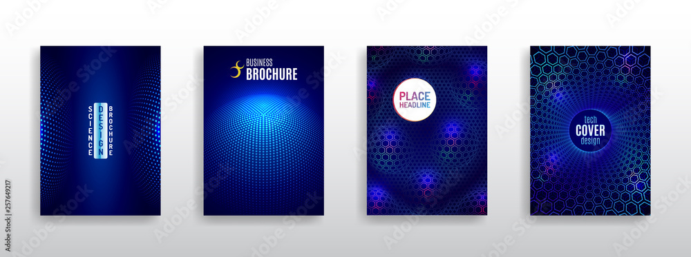 Poster technology modern brochure templates. science and innovation hi-tech background. flyer design of tec