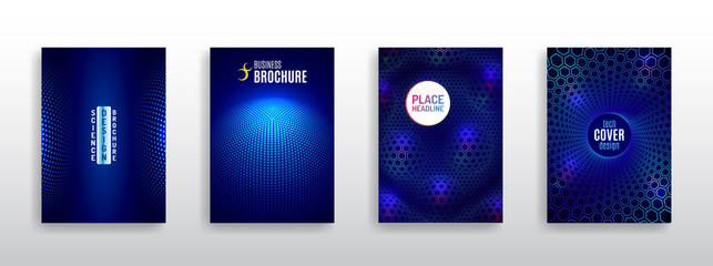 Technology modern brochure templates. Science and innovation hi-tech background. Flyer design of tech elements. Futuristic business cover layout.