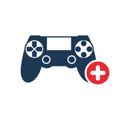 Game icon with add sign. Game icon and new, plus, positive symbol