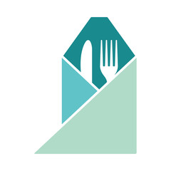 Fork and knife wrapped napkin icon