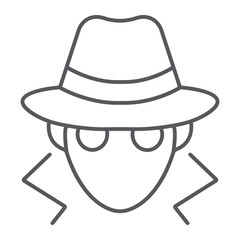 Fraud thin line icon, anonymity and agent, spy sign, vector graphics, a linear pattern on a white background.
