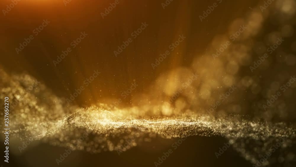 Aufkleber seamless loop, dark brown background, digital signature with particles, sparkling waves, curtains an