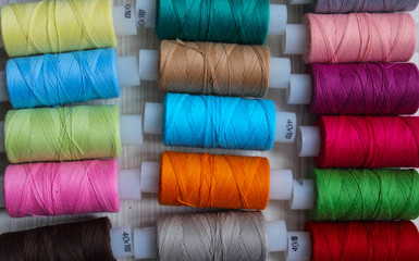 Large colorful polypropylene thread set in rainbow mood. Multico