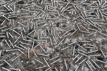 screws on asphalt - nice industrial 3D illustration, pic for design using