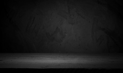 Old wood table top with smoke in the dark background.