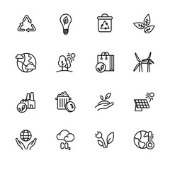Simple icon set ecology and nature care. Protection and preservation of the environment. Conservation planet natural bio resources. Ecology, nature, energy, environment and recycle icons