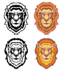 Naklejka premium Set of lions heads.