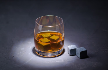 glass of whiskey with rocks