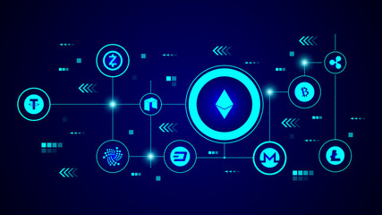 Fototapeta premium etheruim icon. From Crepto currency set
